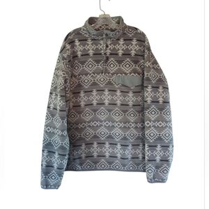 Southern Grit Authentic Outfitters Fleece Snap Pullover Sweatshirt XL Gray White